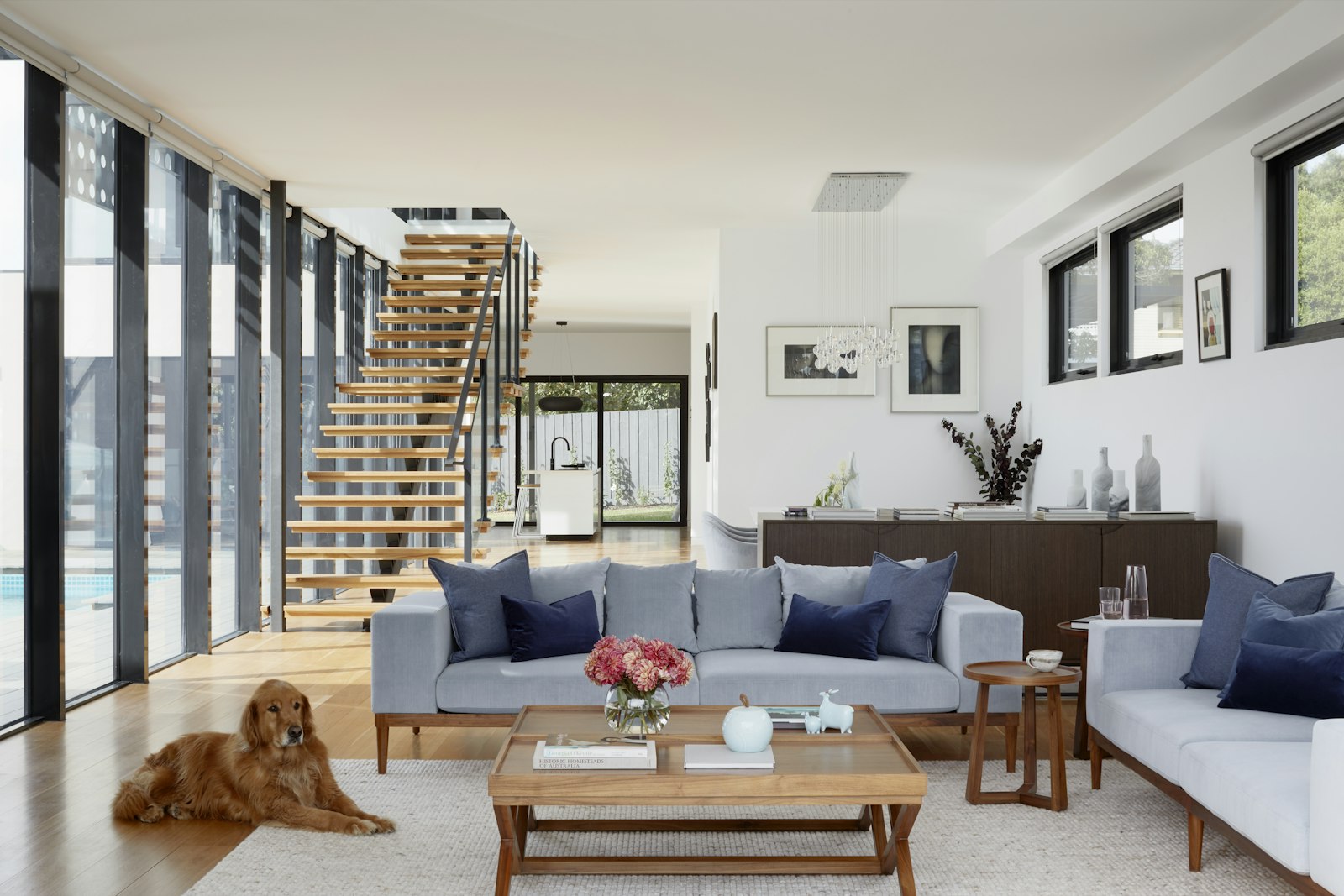Bright two story home addition interior
