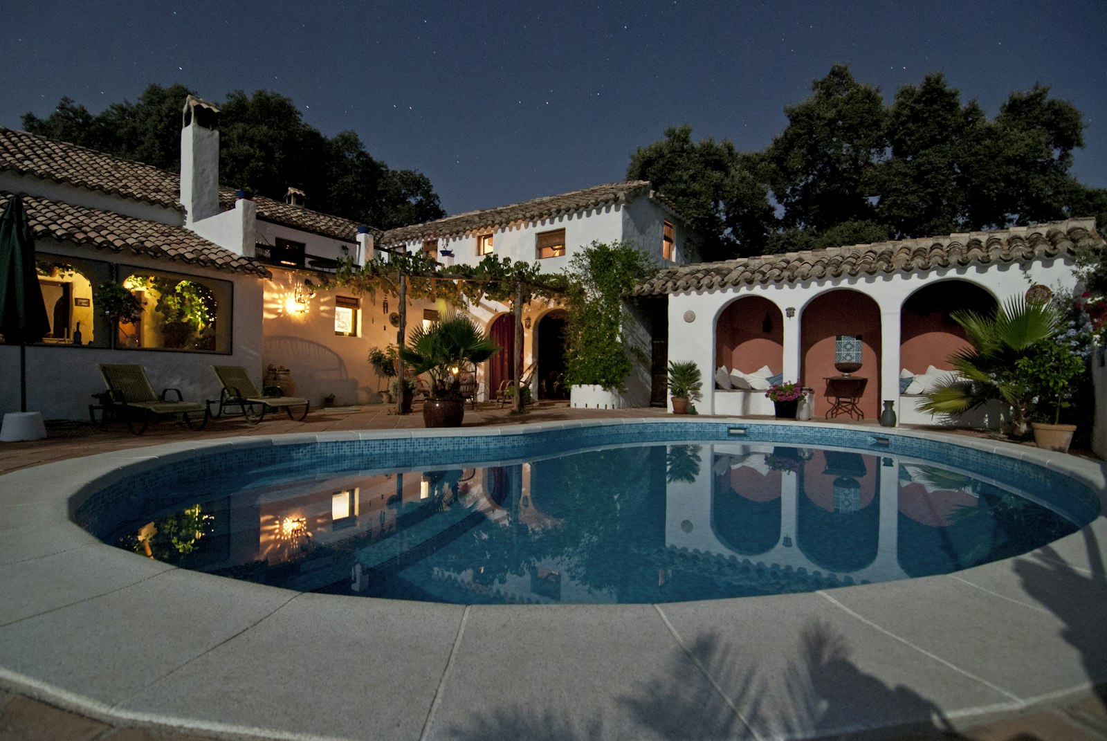 Outdoor living space and pool deck